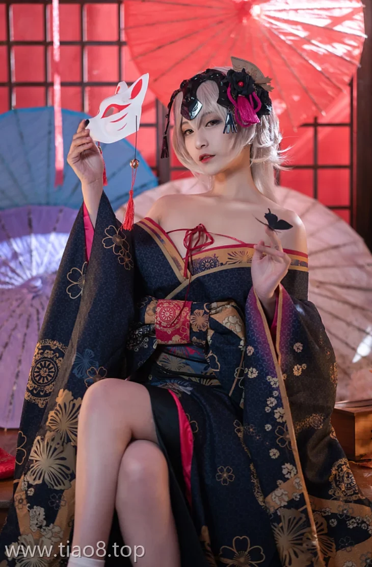 美图欣赏丨Coser铁板烧鬼舞w:NO.007-黑贞花魁[35P-562.4M]