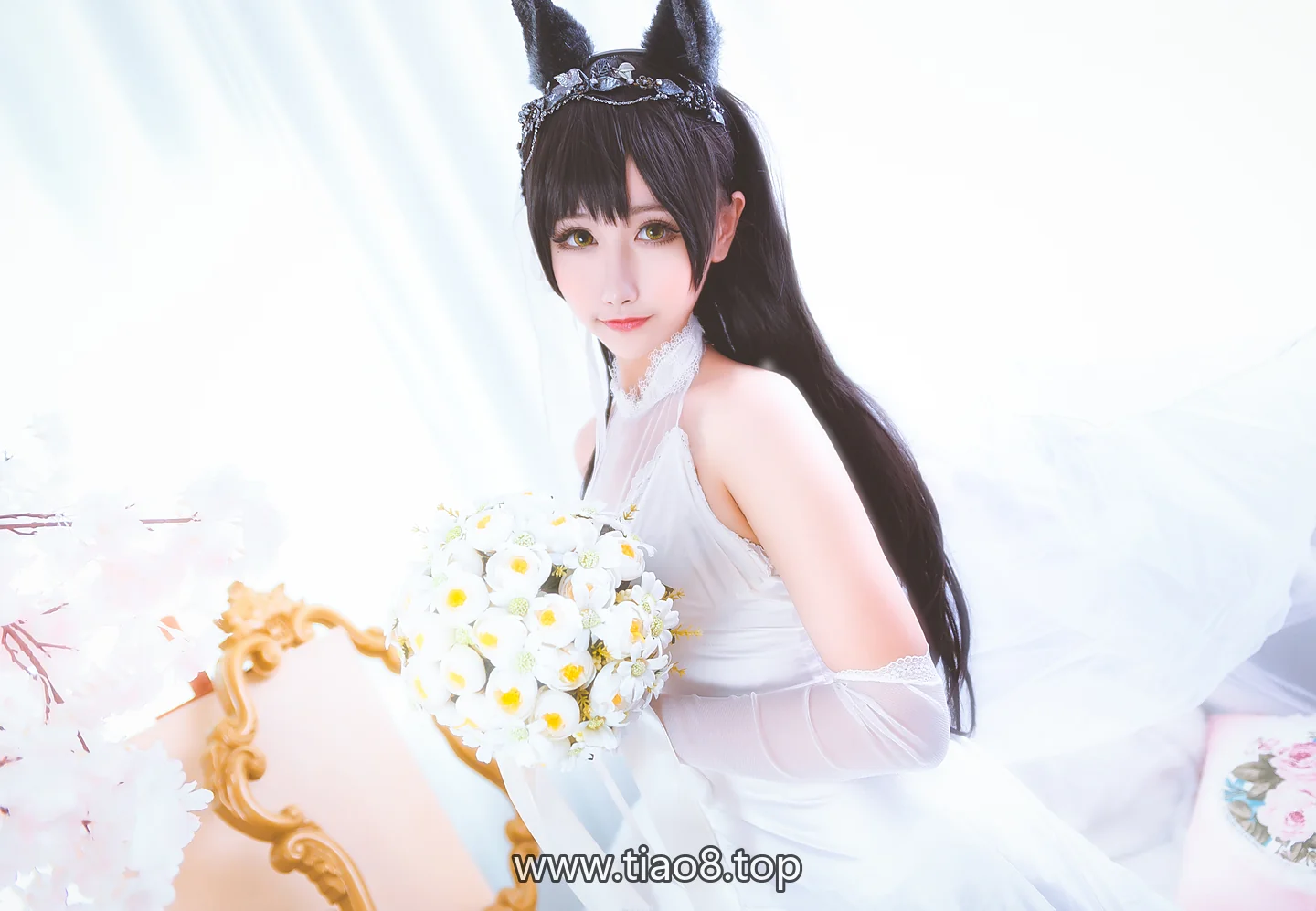 Momoko葵葵这套爱宕,白纱里只有花束是实的