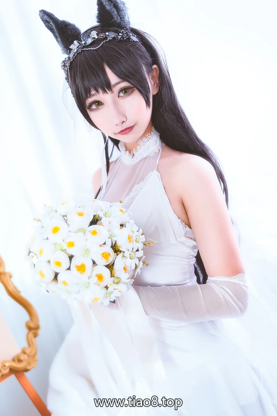 Momoko葵葵这套爱宕,白纱里只有花束是实的
